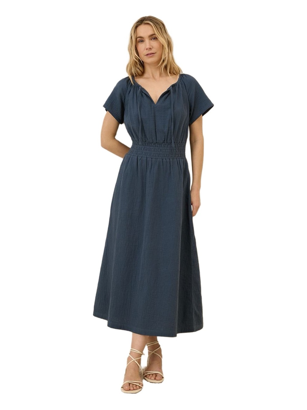 Pact Organic Cotton Coastal Double Gauze Boho Midi Dress